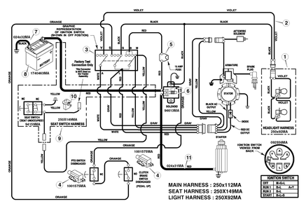 Electrical System Diagram and Parts List for 405606X50C 2007 Briggs and Stratton Lawn Tractor